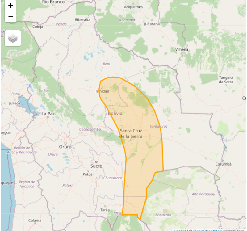 Activan alertas por vientos de 40 a 90 kilómetros por hora en Santa Cruz, Tarija, Chuquisaca y Beni