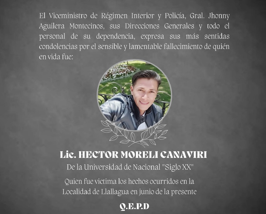 Necrológico del dirigente universitario. Foto RRSS