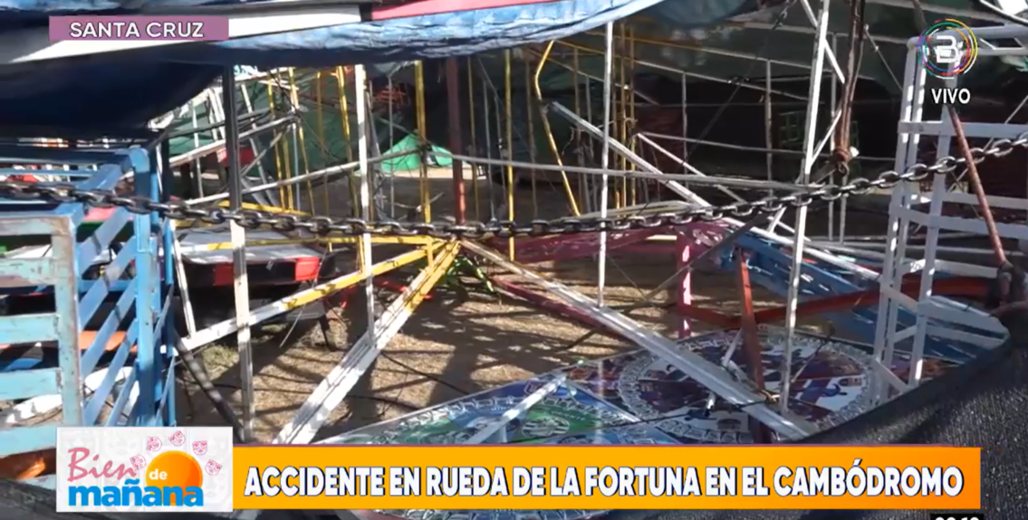 Fuerte viento tumba rueda de la fortuna en Alasita cruceña y deja 12 heridos