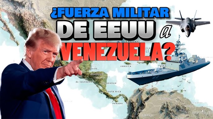 Foto composición que denuncia el despliegue militar de Estados Unidos en el sur del Mar Caribe. Foto RRSS