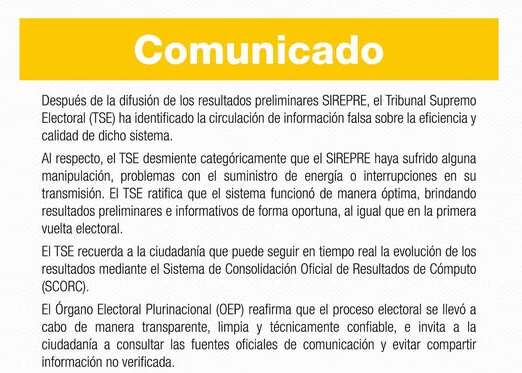 TSE desmiente rumores sobre manipulación del Sirepre y reitera transparencia del proceso electoral