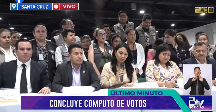 Santa Cruz concluye cómputo con 61,50% para Libre y es el sexto departamento en cerrar escrutinio