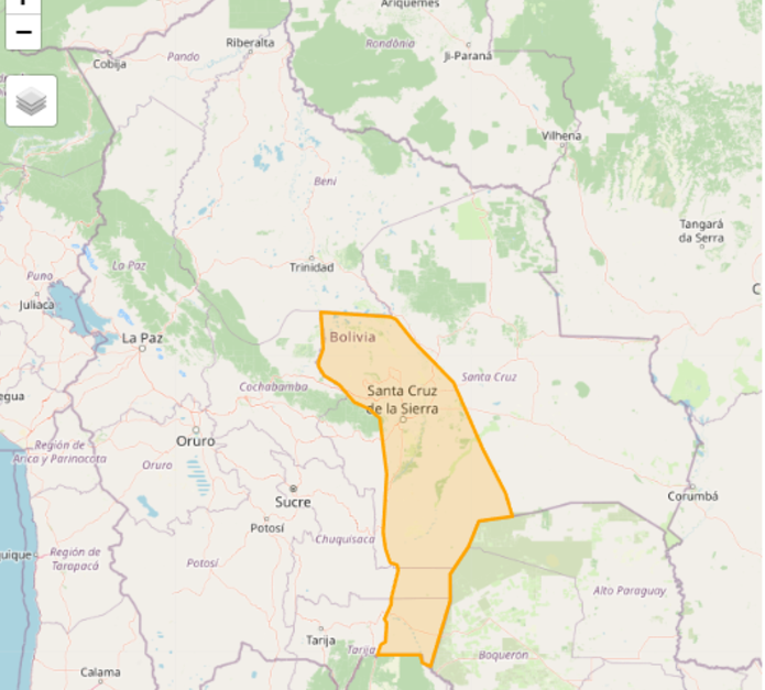 Senamhi emite alerta Naranja por vientos de hasta 90 kilómetros por hora en Tarija, Chuquisaca y Santa Cruz