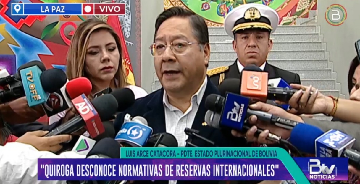 Presidente Arce desmiente a candidato Quiroga sobre reservas de oro y asegura que el BCB cumple la normativa internacional