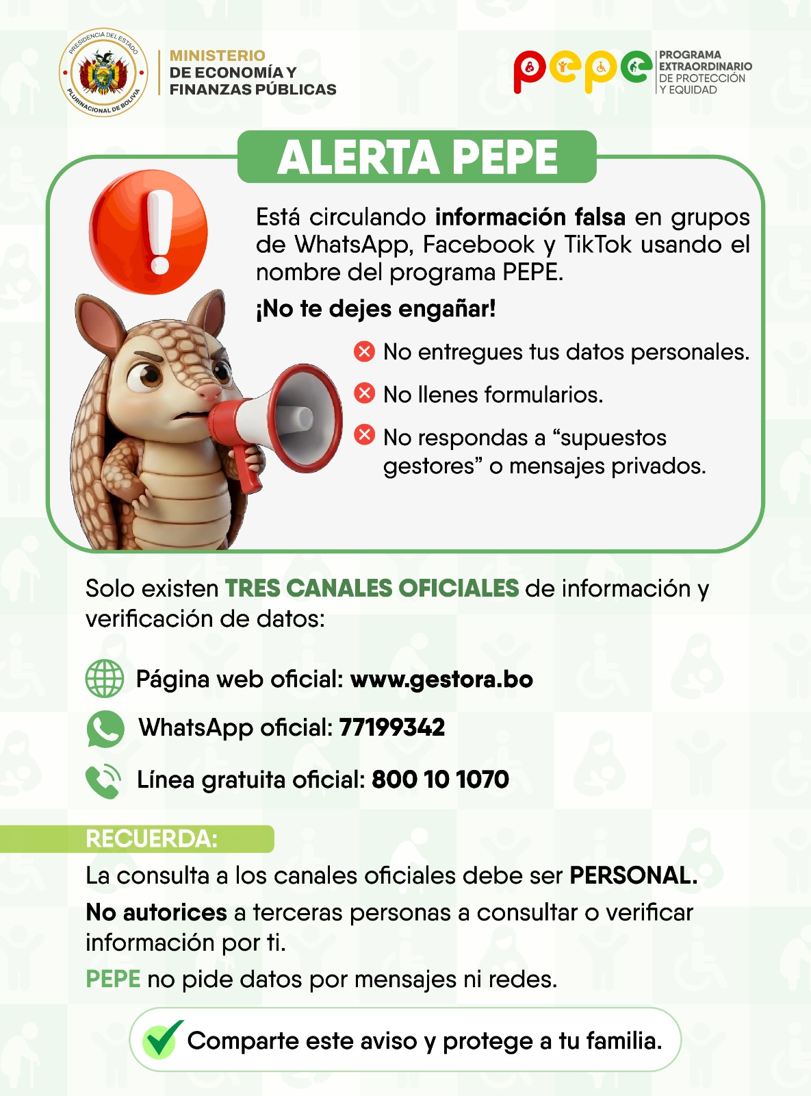 Cuidado con enlaces falsos: Estafadores usan nombre del Programa PEPE para robar datos personales