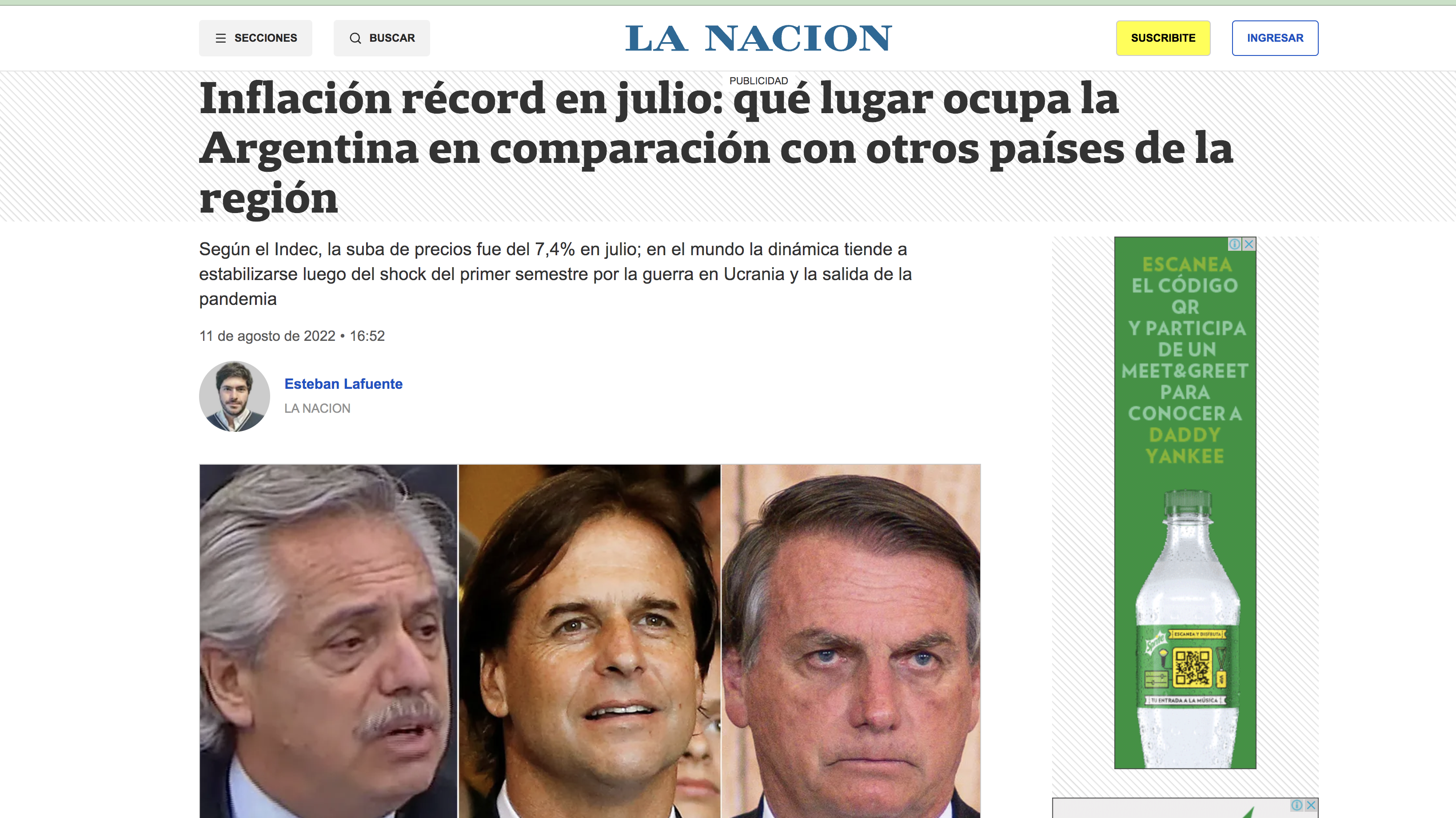 La Nación de Argentina destaca la “estabilidad” de precios de Bolivia