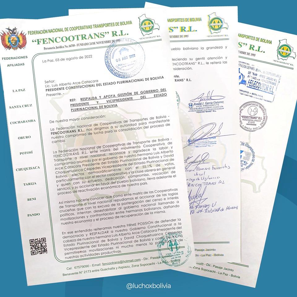 Arce agradece respaldo de organizaciones sociales