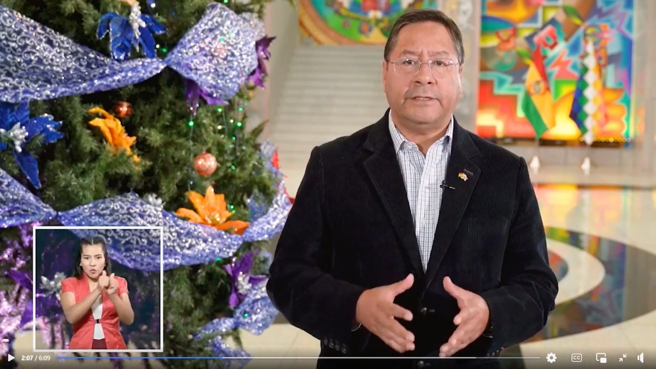 Presidente Arce envía mensaje de paz, unidad y esperanza a la familia boliviana