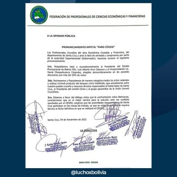 Profesionales cruceños respaldan diálogo por el Censo