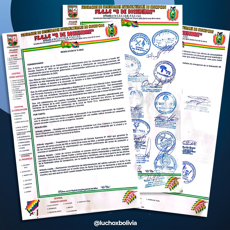 Interculturales de Santa Cruz expresan respaldo al presidente Luis Arce