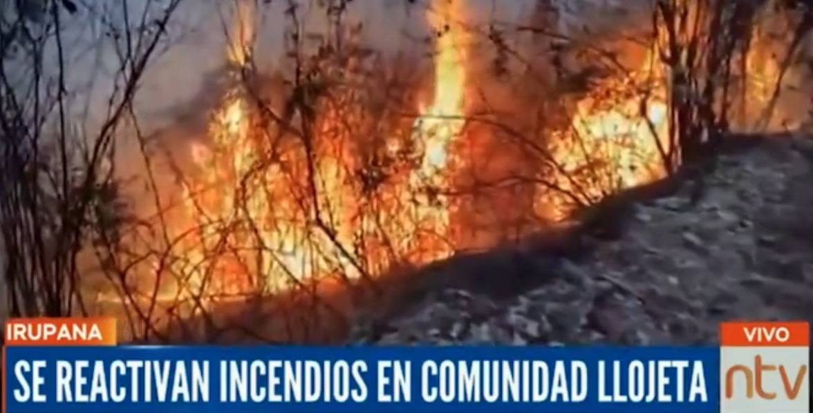 Cuatro comunidades en alerta por reactivación de incendio en Irupana
