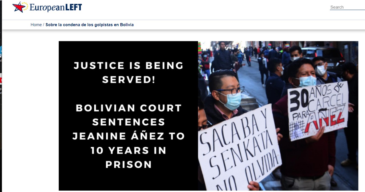 Izquierda europea recibió con “alegría” sentencia de Áñez