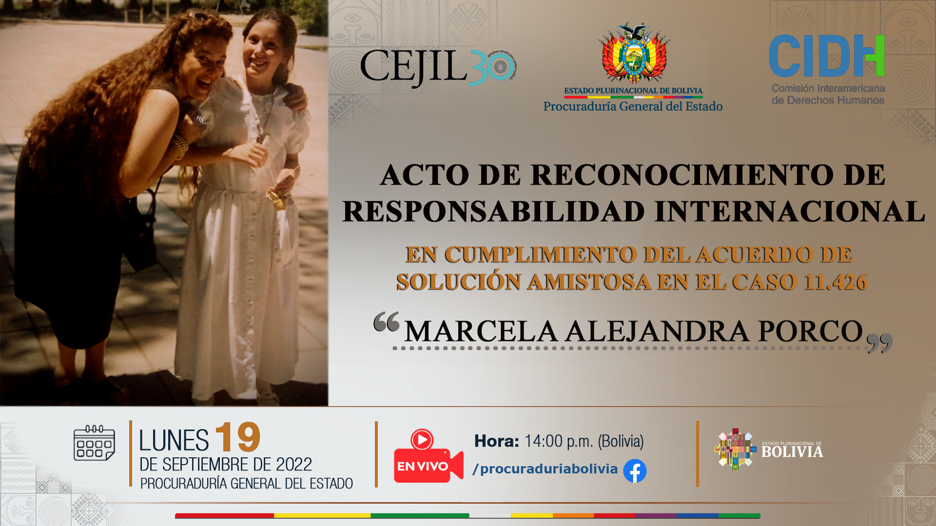 Bolivia reconoce responsabilidad internacional en vulneración de derechos de Marcela Alejandra Porco