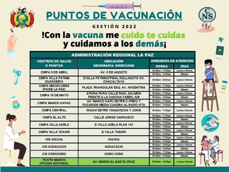 Caja Nacional de Salud habilita punto masivo de vacunación en oficina central en La Paz