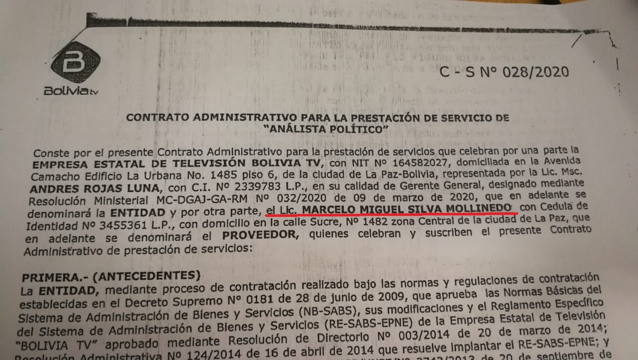 Crónica Digital revela que régimen de Áñez pagó Bs 10.164 al analista Marcelo Silva