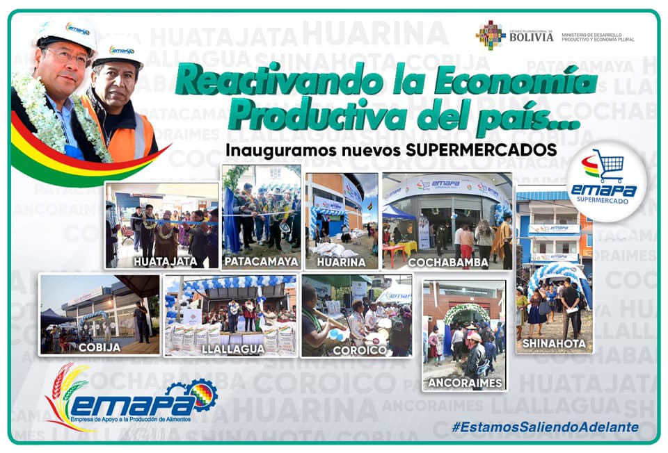 Emapa reactiva la economía productiva con la inauguración de nueve nuevos supermercados