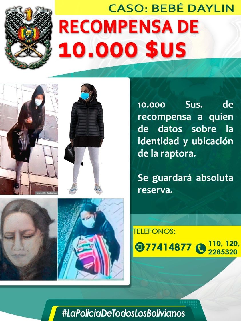 Policía recompensará con $us 10.000 a quién dé información precisa del paradero de Daylin
