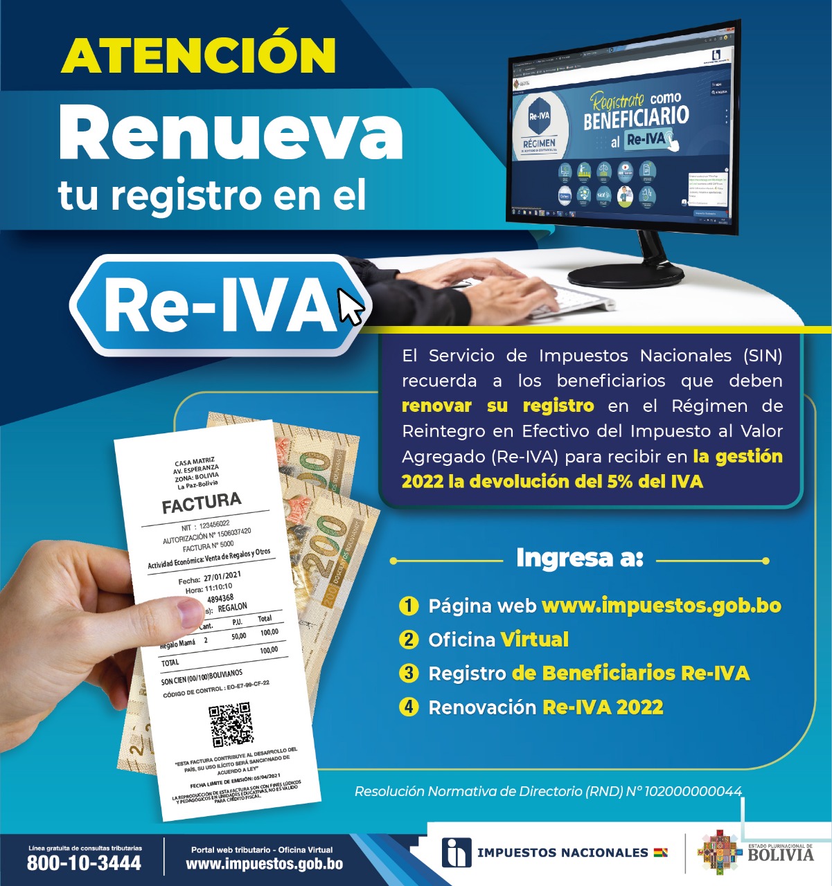 Impuestos: 65.336 beneficiarios del Re-IVA deben renovar su registro para 2022