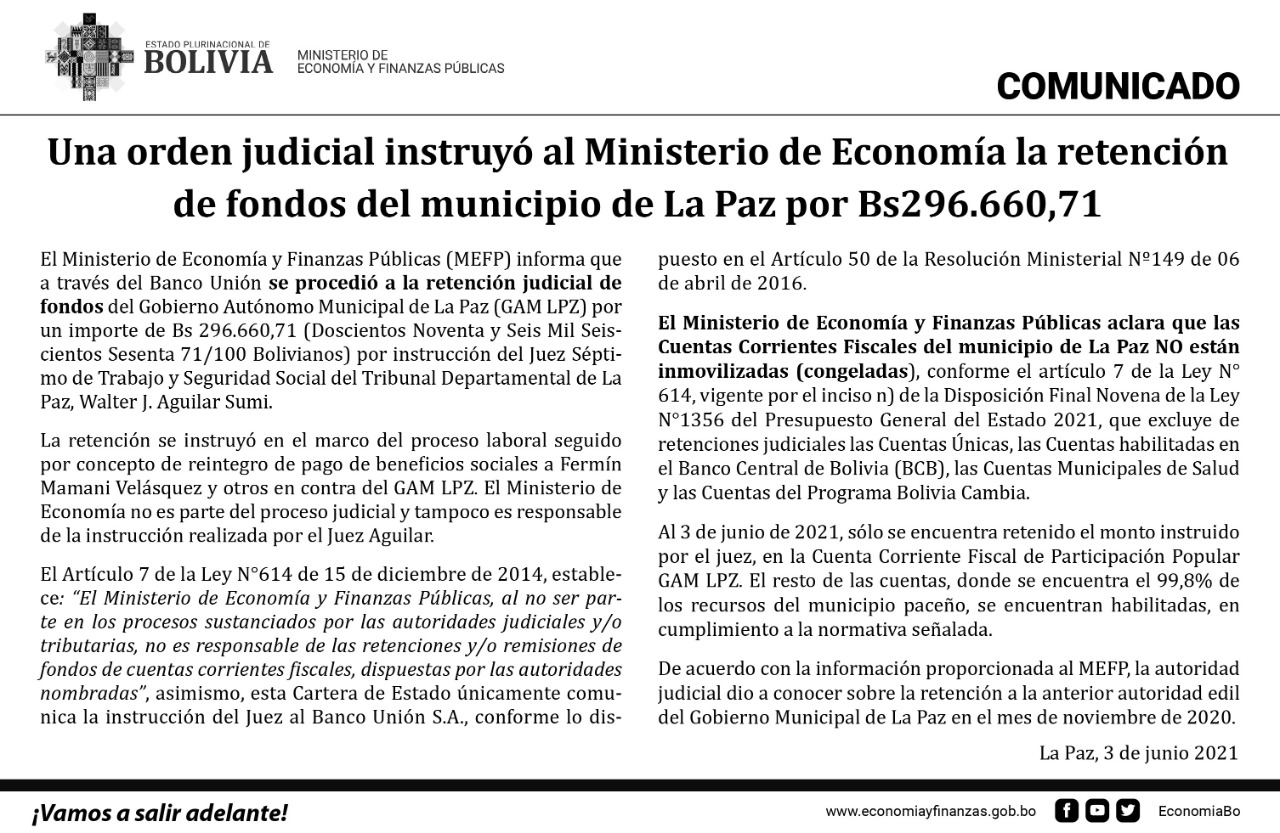 Cusicanqui: Alcaldía de La Paz tiene retenido sólo el 0,02% de su presupuesto de Bs 134 millones para este año