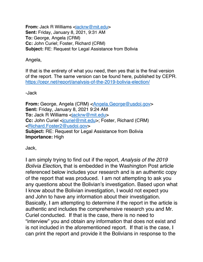 Gobierno de Trump amenazó a investigadores que cuestionaban el fraude en Bolivia a través de correos electrónicos