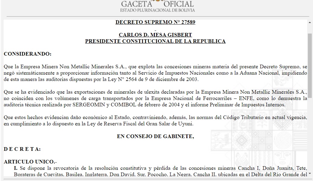 Exprocurador: Decreto 27589 aprobado por Carlos Mesa violó la Ley, incumplió auditorías, plazos y generó daño al Estado