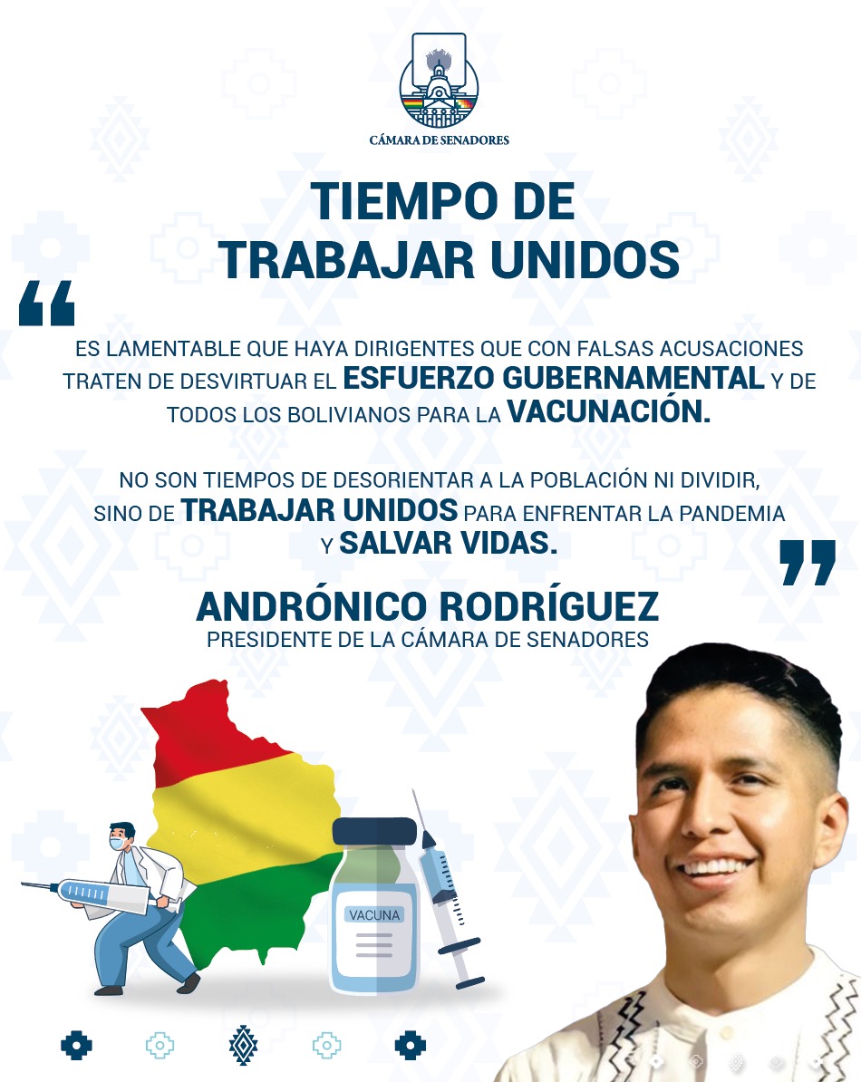 Presidente del Senado lamenta que dirigentes traten de desvirtuar el proceso de vacunación