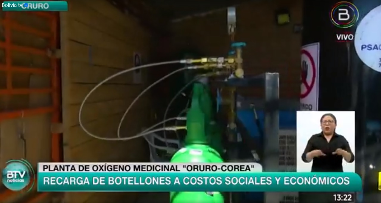 Planta de Oruro inicia el recargado de cilindros de oxígeno medicinal a precio económico