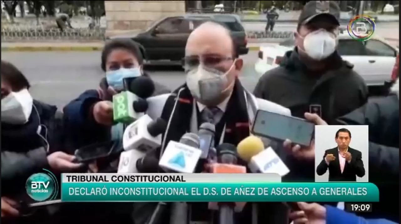 El Tribunal Constitucional declara inconstitucional decreto de Áñez que ascendió a generales