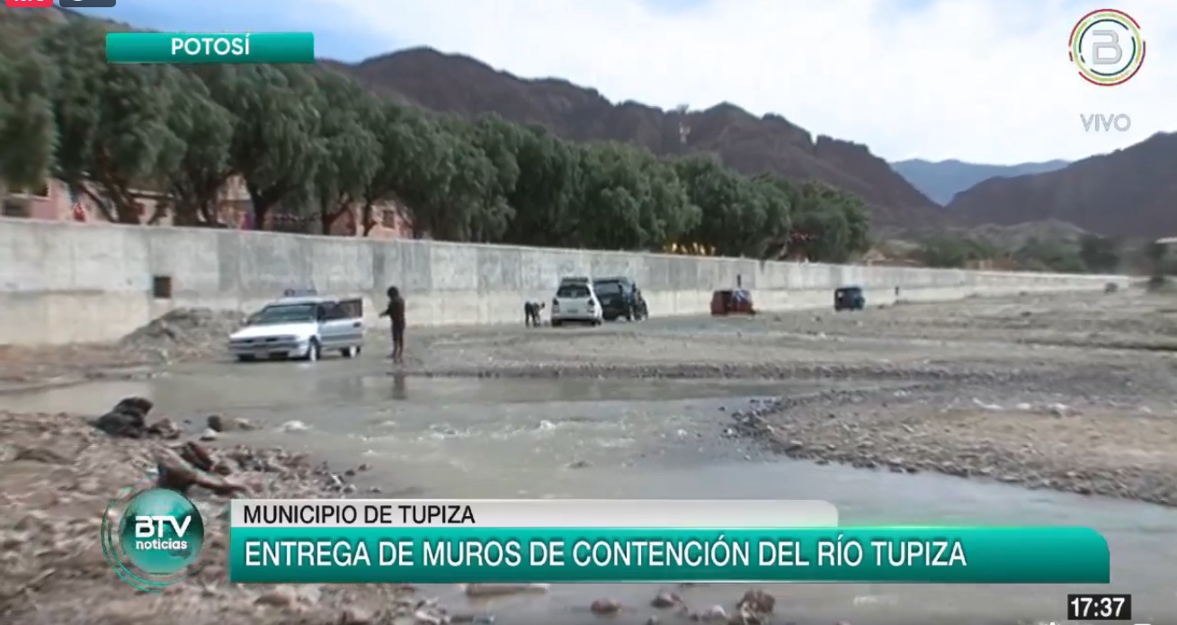 Presidente entrega muros de contención del río Tupiza con una inversión de Bs 11,6 millones
