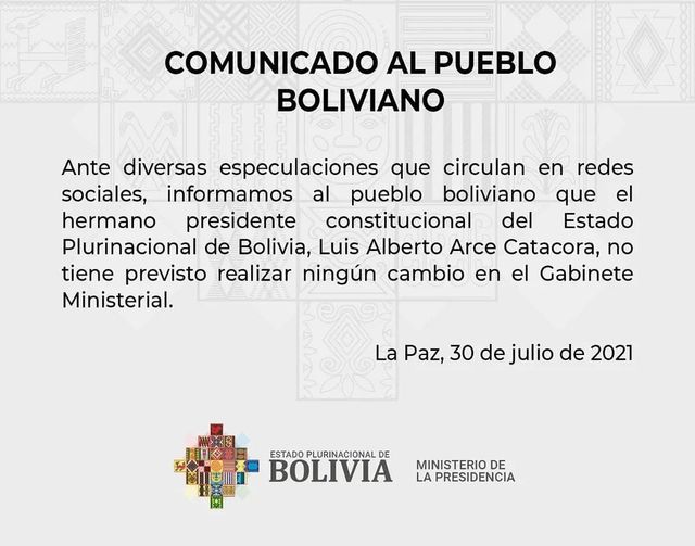 Gobierno niega cambio de Gabinete ante especulaciones surgidas en redes sociales