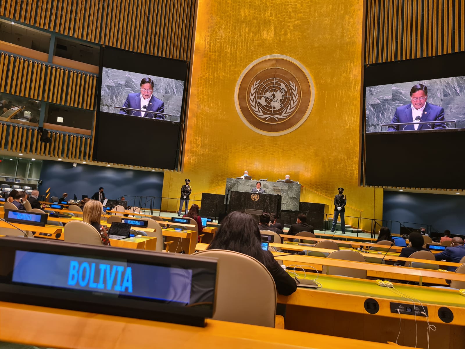 Presidente denuncia en la ONU el golpe de Estado, la vulneración de derechos del régimen de Áñez y las masacres de 2019 (amplia)