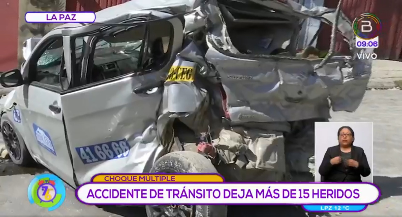 La Paz: Choque múltiple en la avenida Feliciano Kantuta deja más de 15 personas heridas