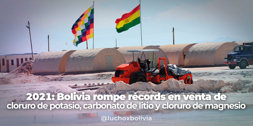 Presidente resalta records en ventas de litio por Bs 191,1 millones en 2021