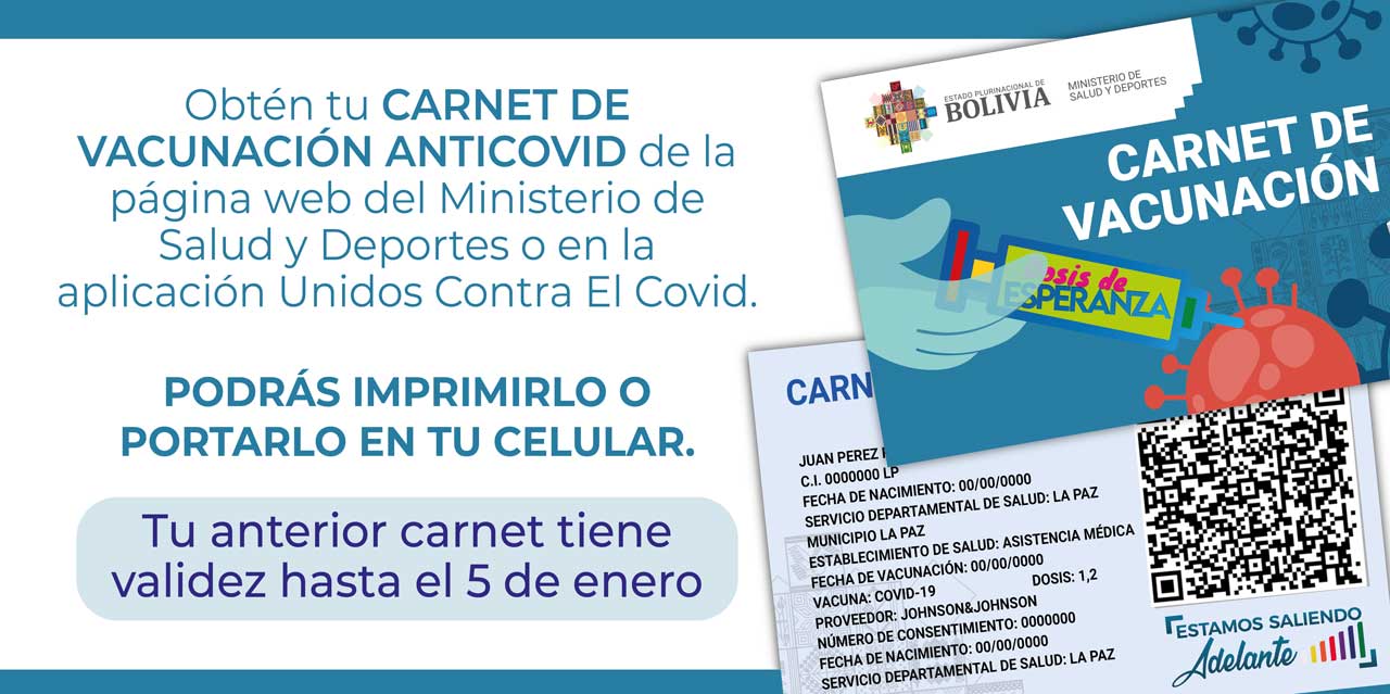 Agetic genera 2 millones de carnets de vacunación contra el COVID-19 en los primeros días de enero