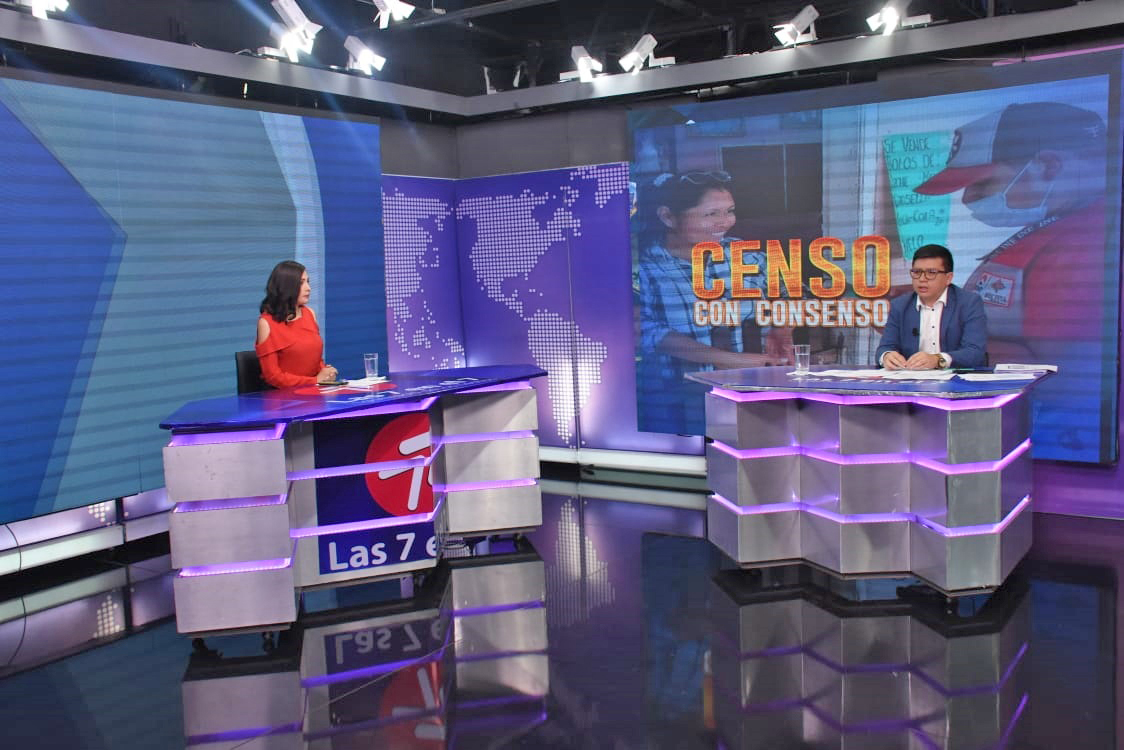 Autridades de Estado que intervinieron hoy en el programa “7 en el 7” Ministro, de Planificación del Desarollo Sergio Cusicanqui, de Educación, Edgar Pary, directora ABEN Hortensia Jiménez, Director del Sernap Teodoro Mamani