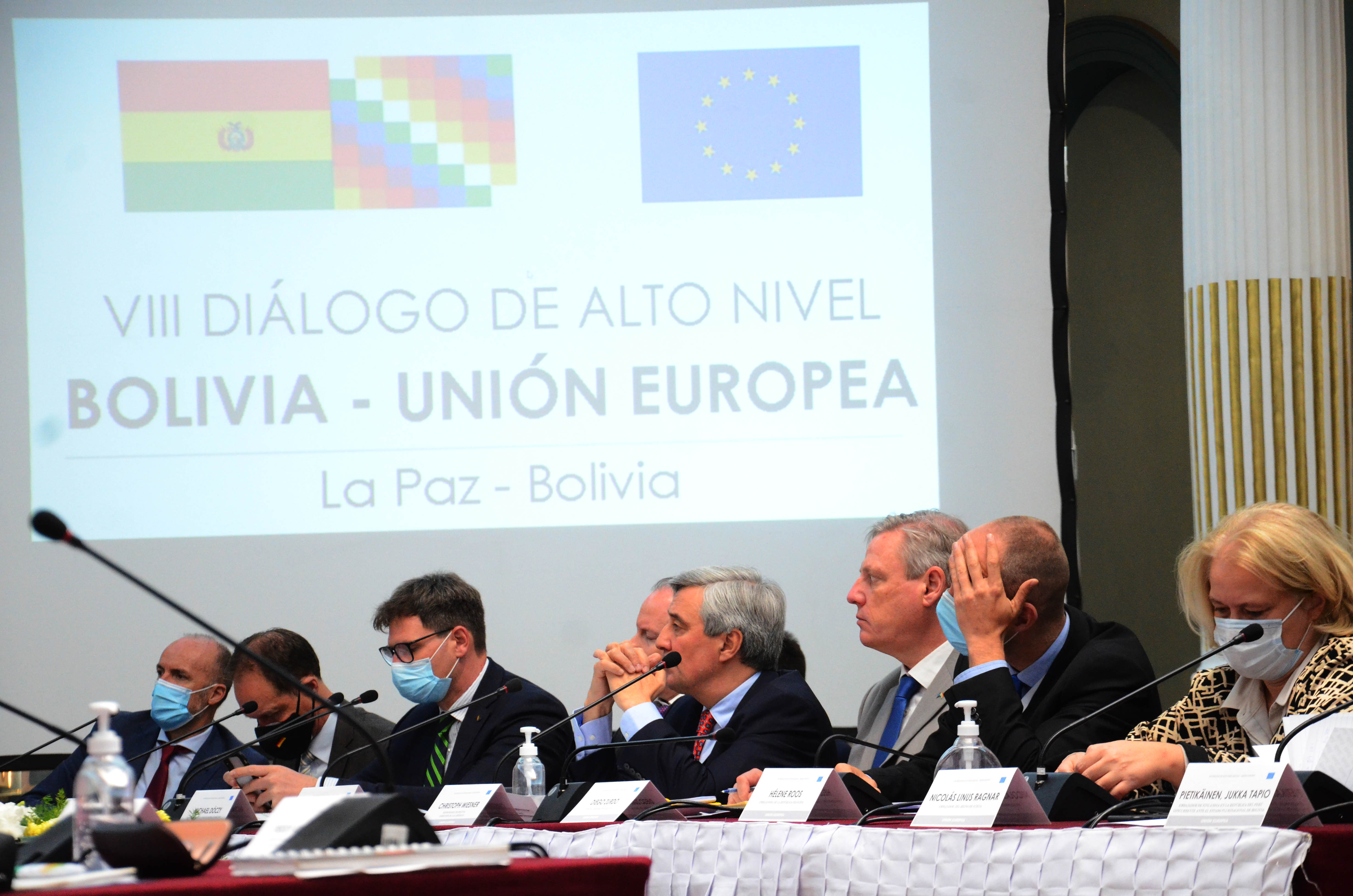 Reunión del VIII Diálogo de Alto Nivel Bolivia - Unión Europea en instalaciones de la Cancillería del Estado, en La Paz.