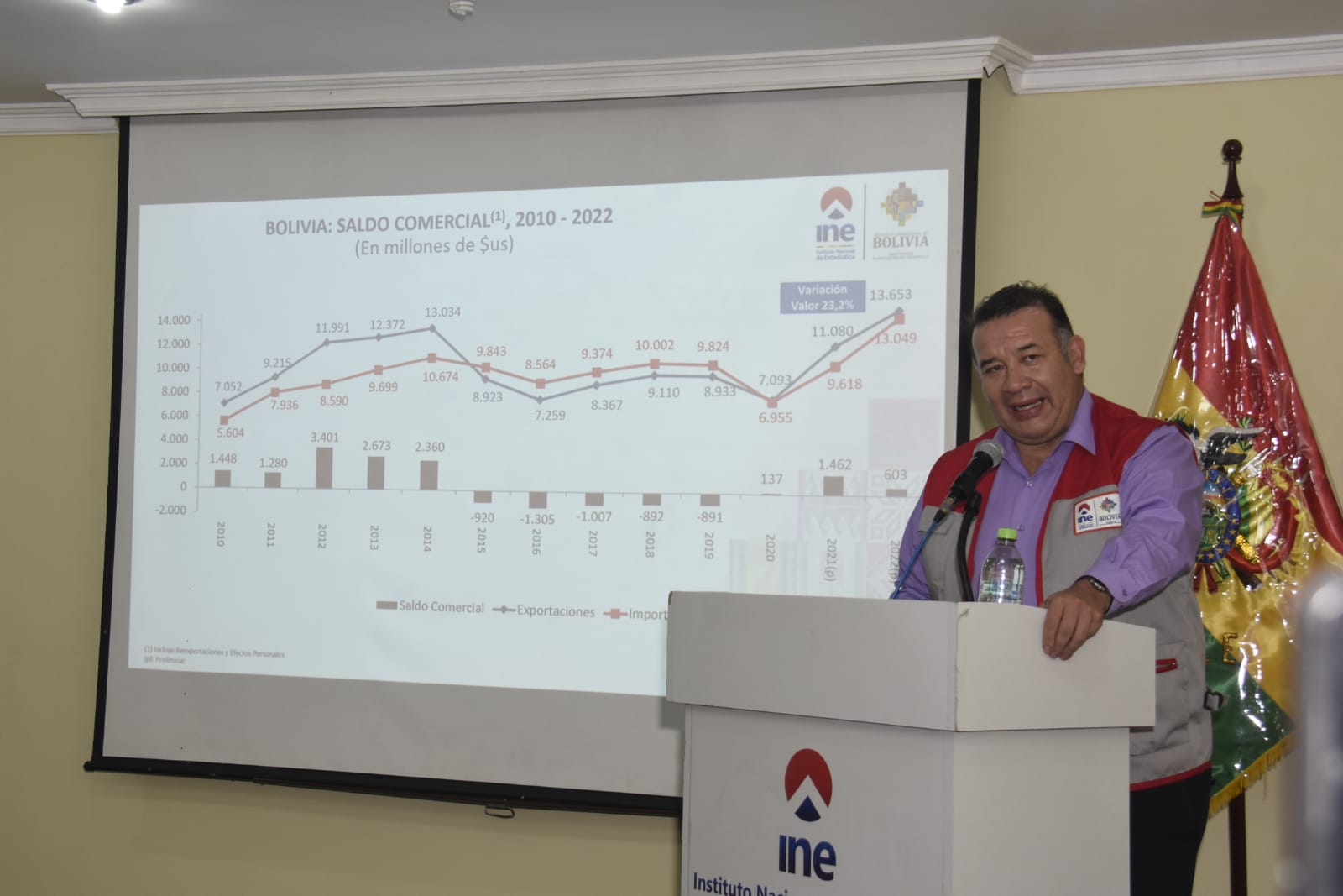 El Director general del Instituto Nacional de Estadística, Humberto Arandia en conferencia de prensa