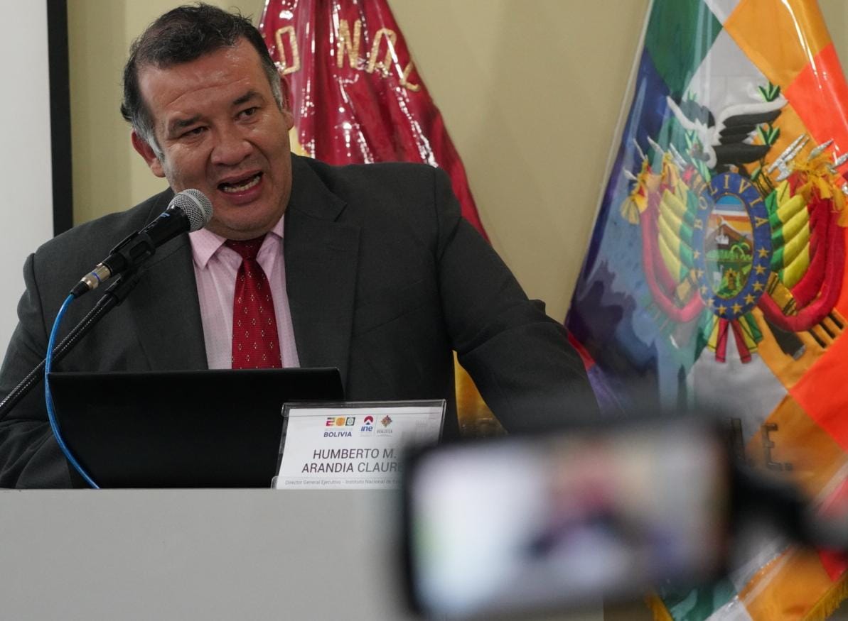 Conferencia de prensa del Director General Ejecutivo del INE, Humberto Arandia, sobre cifras del comercio exterior de Bolivia