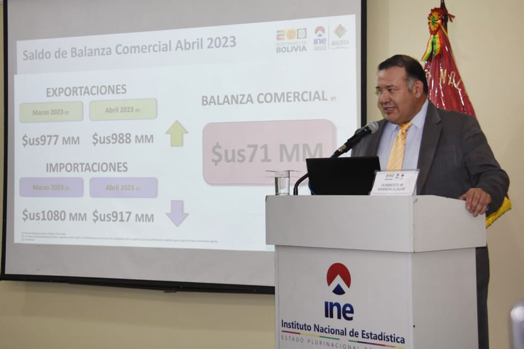 Director general del Instituto Nacional de Estadística (INE), Humberto Arandia en conferencia de prensa