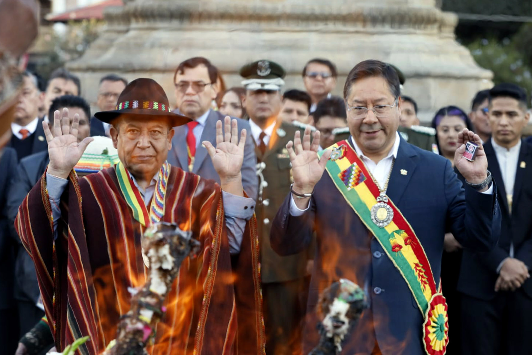 Presidente del Estado Luis Arce participa en los actos protocolares por el 198 aniversario de Bolivia, en Sucre