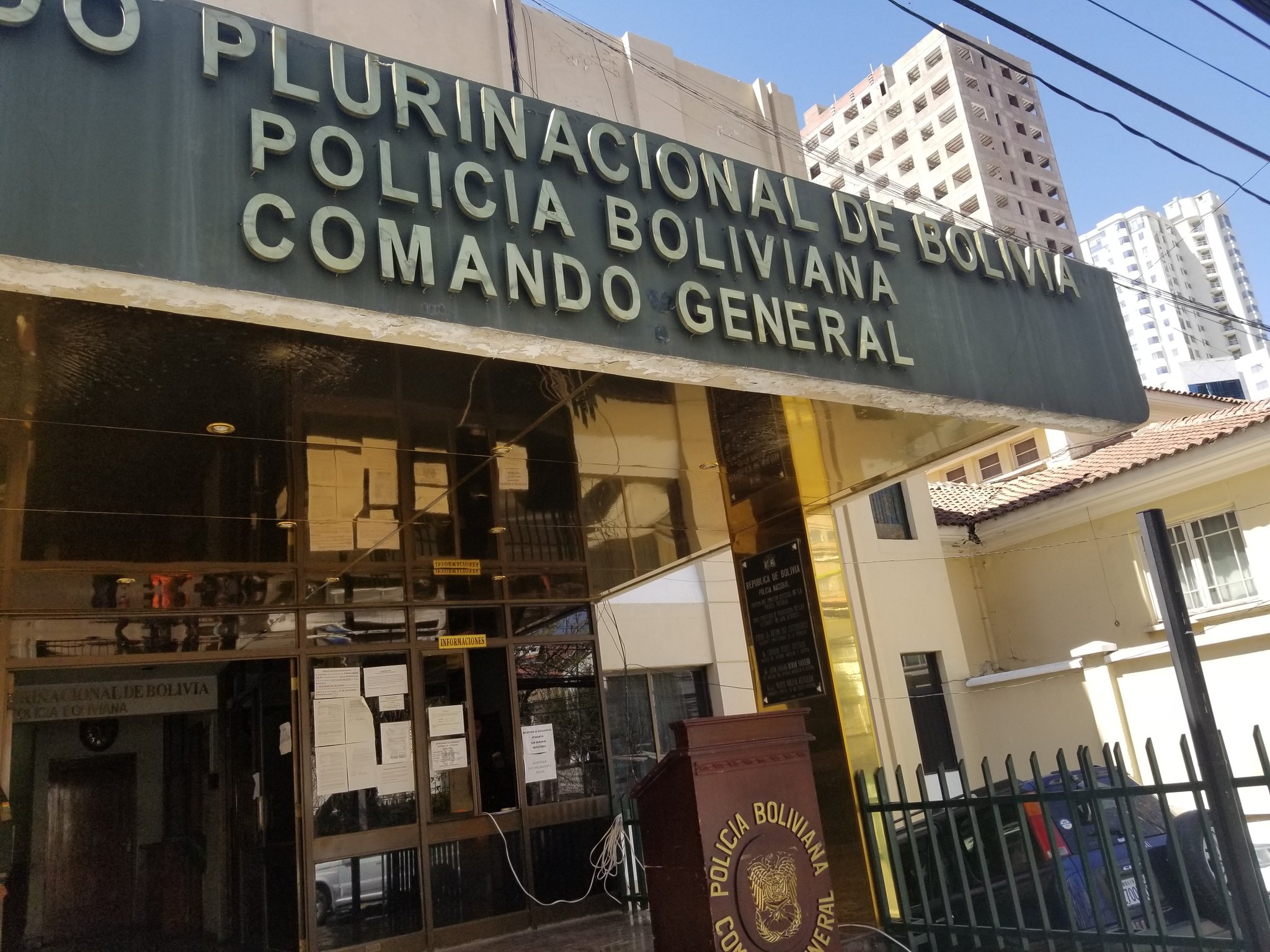 Frontis del Comando de la Policía Boliviana. Foto: Policía