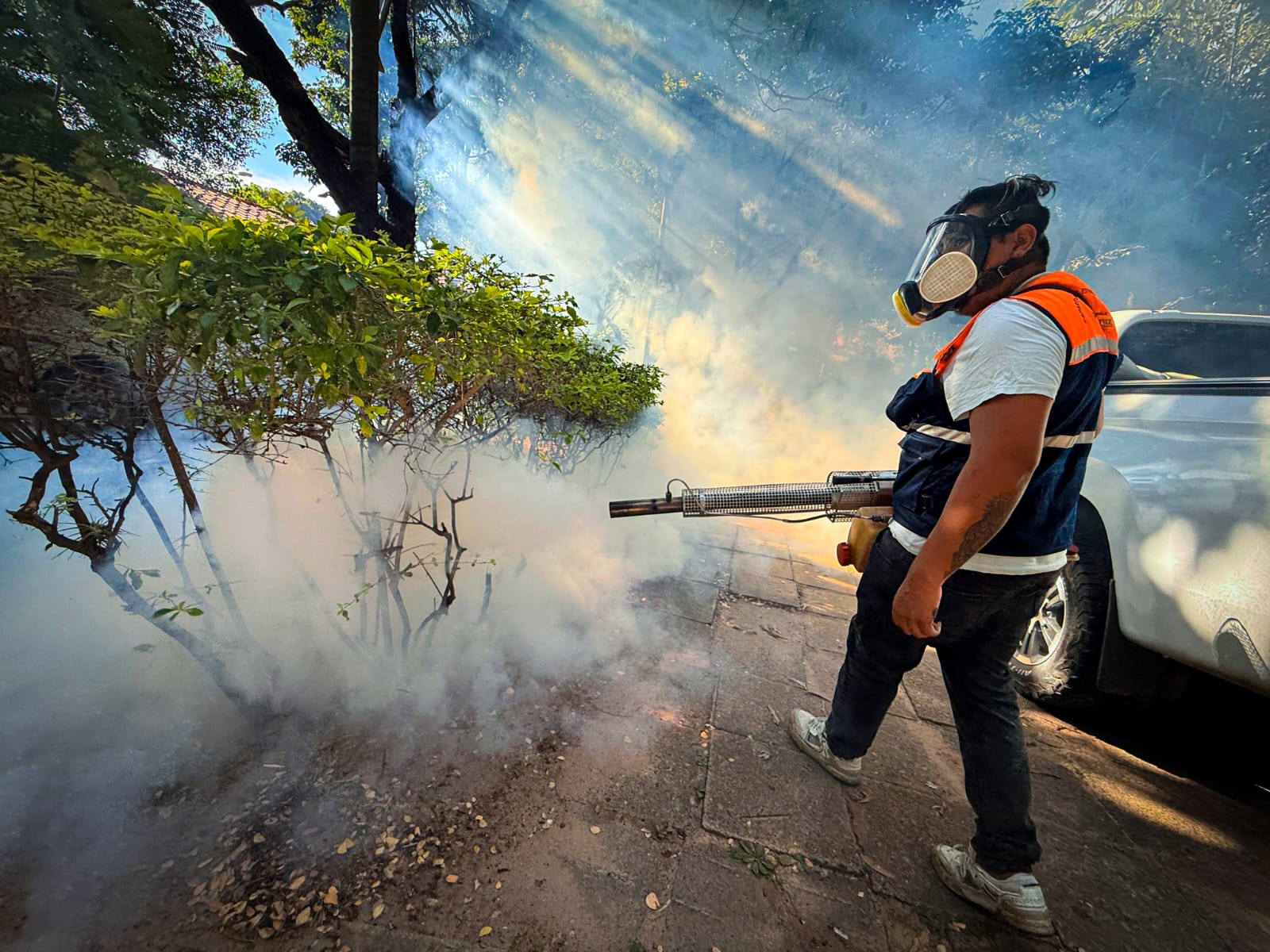 Fumigación contra la chikungunya. Foto: GAMSC.