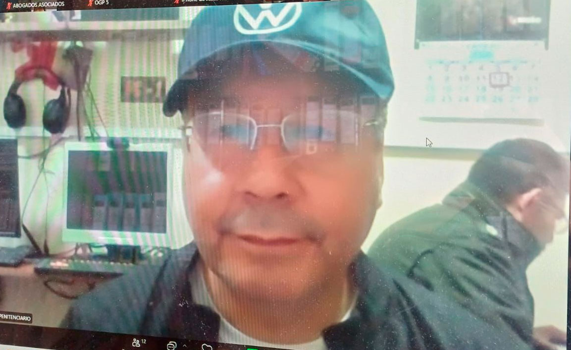 Arce en la audiencia virtual. Foto: ERBOL