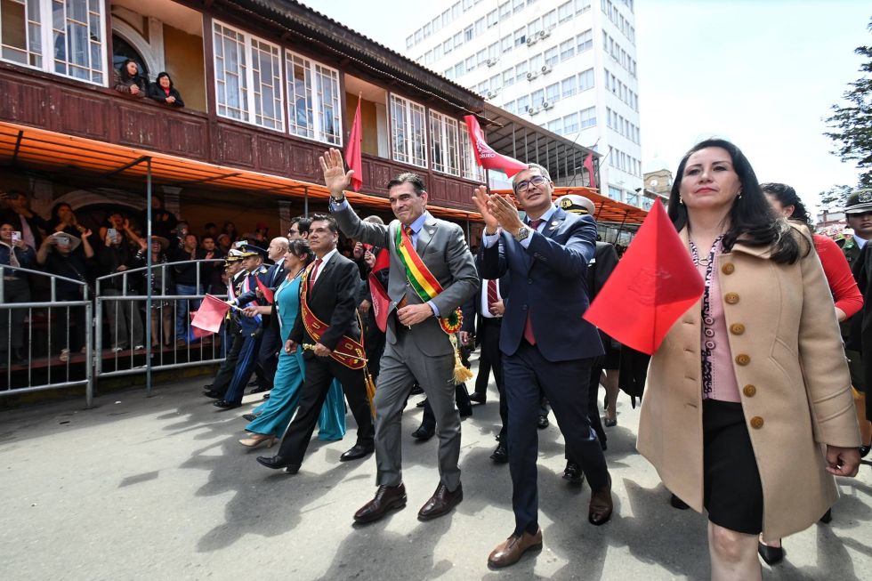 El presidente de Bolivia, Rodrigo Paz, durante su visita a Oruro Foto: Presidencia