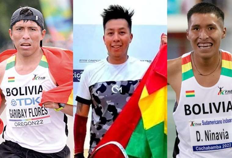 Héctor Garibay, Conrrado Moscoso y David Ninavi, deportista bolivianos.
