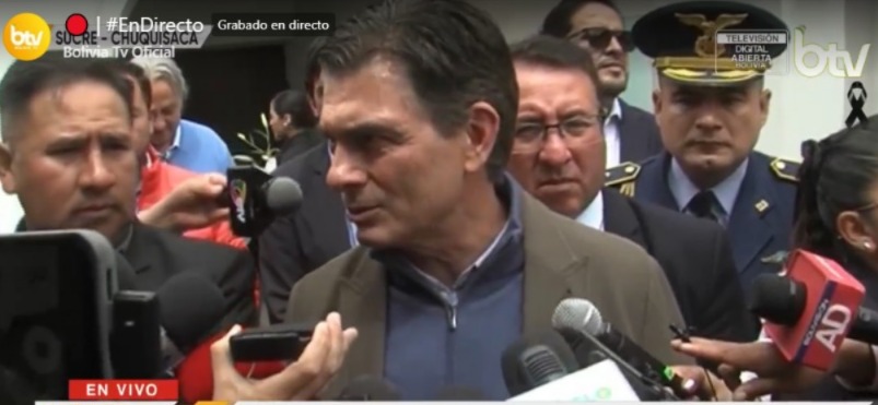 El presidente Rodrigo Paz en Chuquisaca. Imagen: Captura Bolivia Tv.