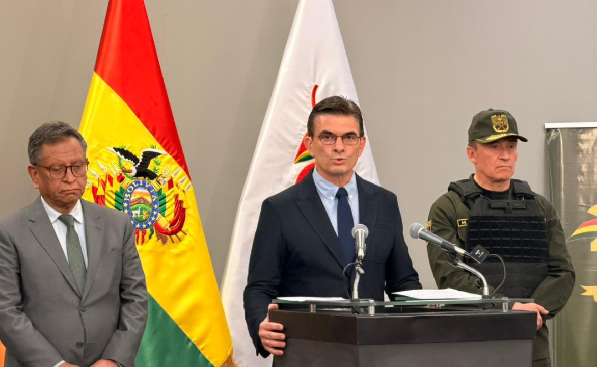 El presidente Rodrigo Paz, en conferencia de prensa. Foto: DIRCOM Bolivia.