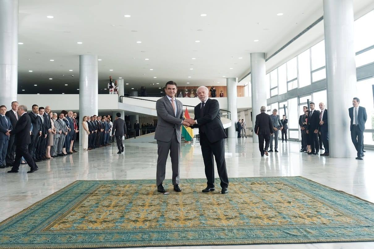 Los mandatarios Rodrigo Paz y Luiz Inácio Lula da Silva sostuvieron un encuentro en Brasil. Foto: Cancillería