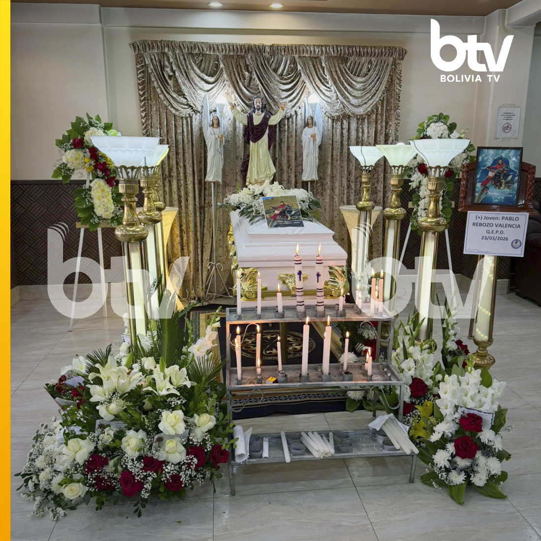 El cadete Pablo Reboso es velado en Oruro. Foto: Bolivia Tv.