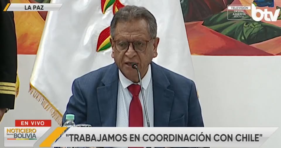 El ministro de Gobierno, Marco Antonio Oviedo. Imagen: Captura Bolivia Tv.